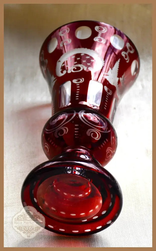 Vintage ваза Egermann - двуслоен кристал - antique