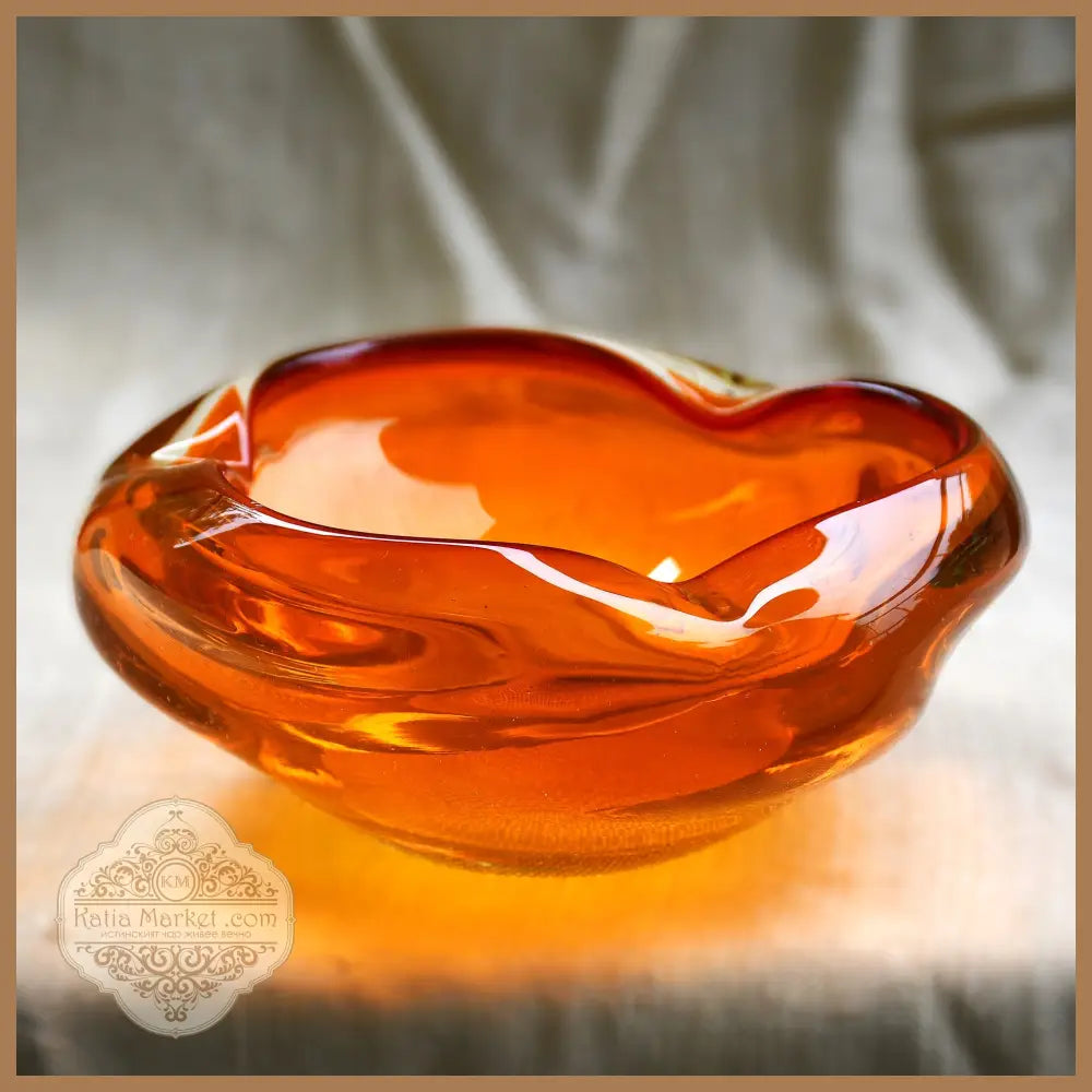 Винтидж пепелник Murano сомерсо техника амбър 60-те год. - Стъкло