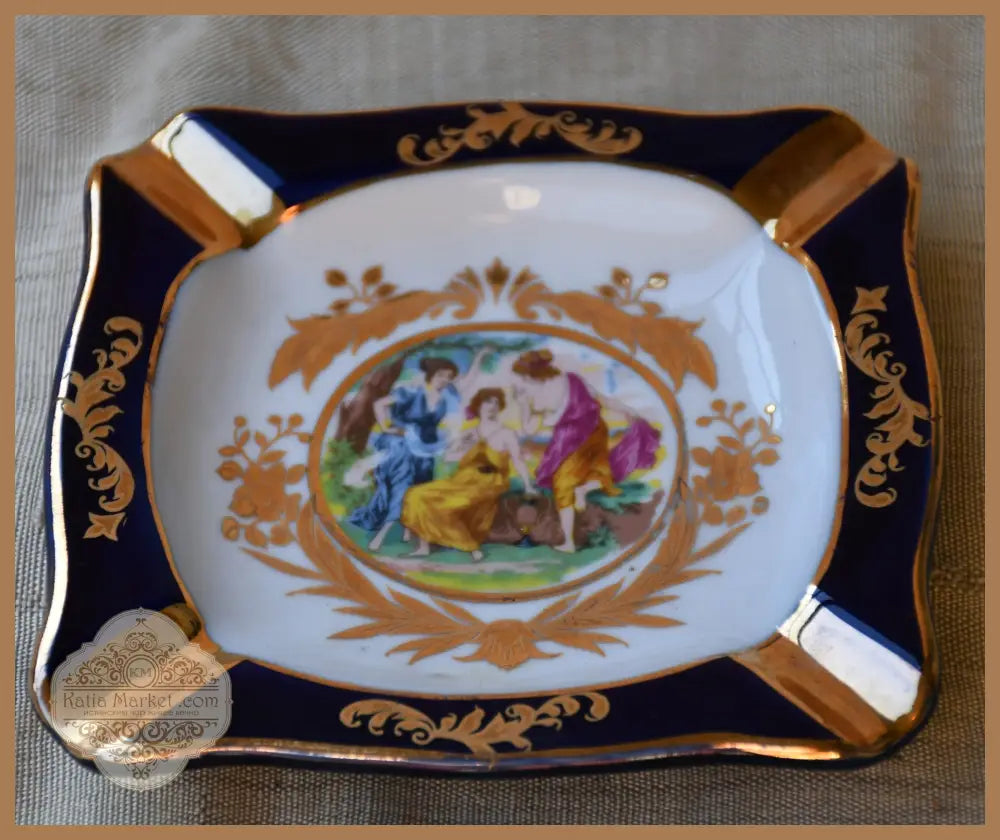 Винтидж порцеланов пепелник на ’Thun’ във виенски стил - antique