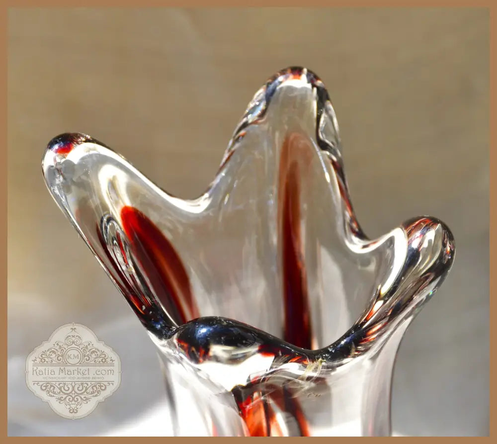 Винтидж ваза ръчно стъкло - Lux Glass Austria - antique